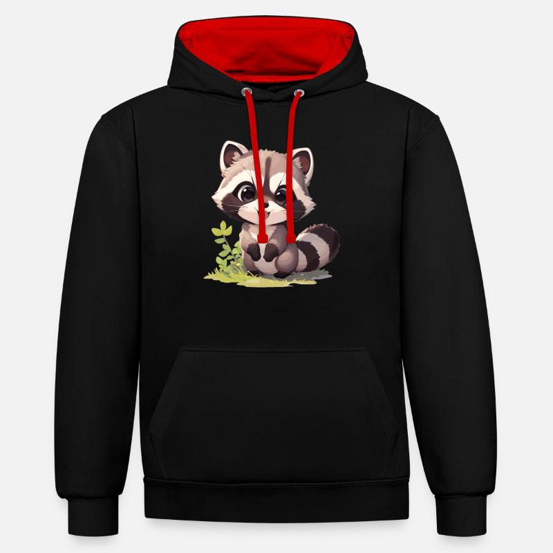 Ratons laveurs Raton laveur - Sweat à capuche contrasté - noir/rouge