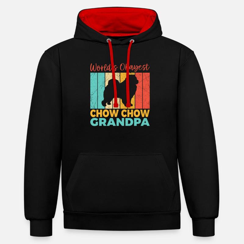 Cadeaux Chow Chow - Sweat à capuche contrasté - noir/rouge