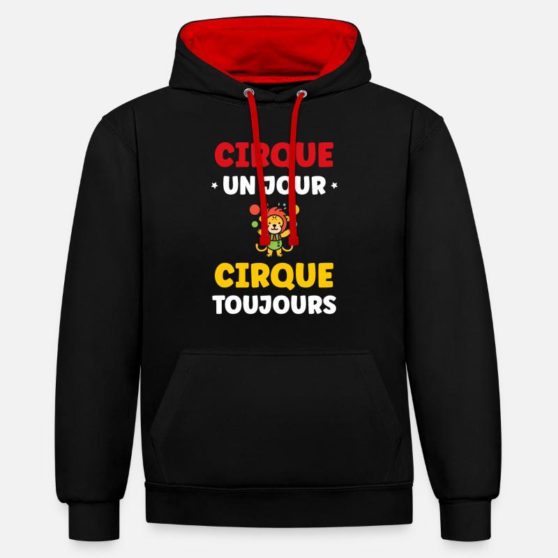 Humour cirque - Sweat à capuche contrasté - noir/rouge