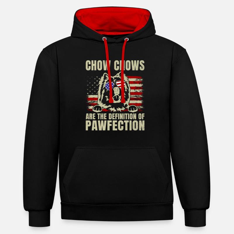 Cadeaux Chow Chow - Sweat à capuche contrasté - noir/rouge