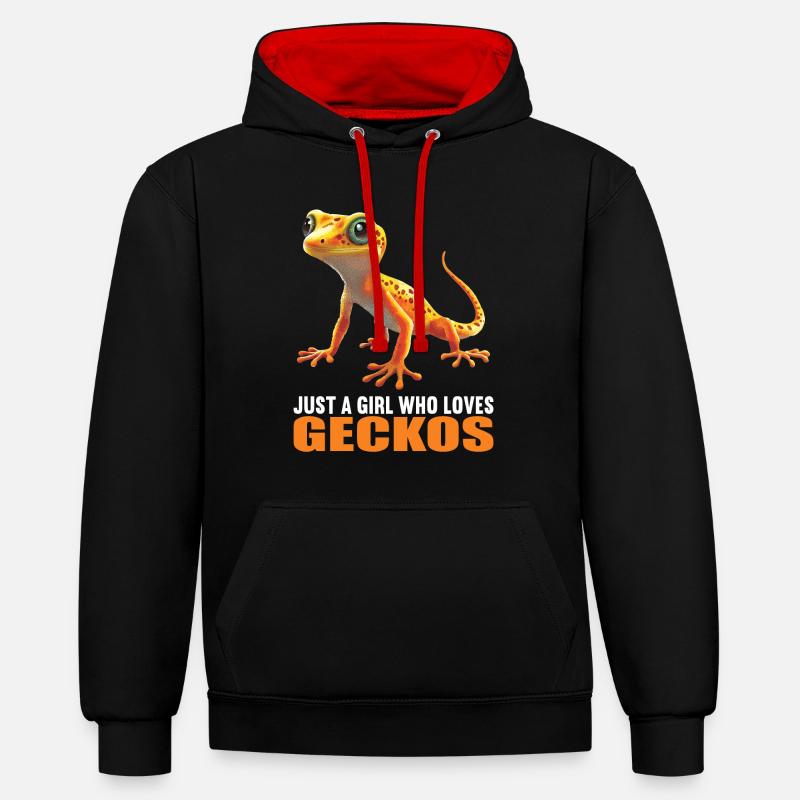 Geckos Geckos - Sweat à capuche contrasté - noir/rouge