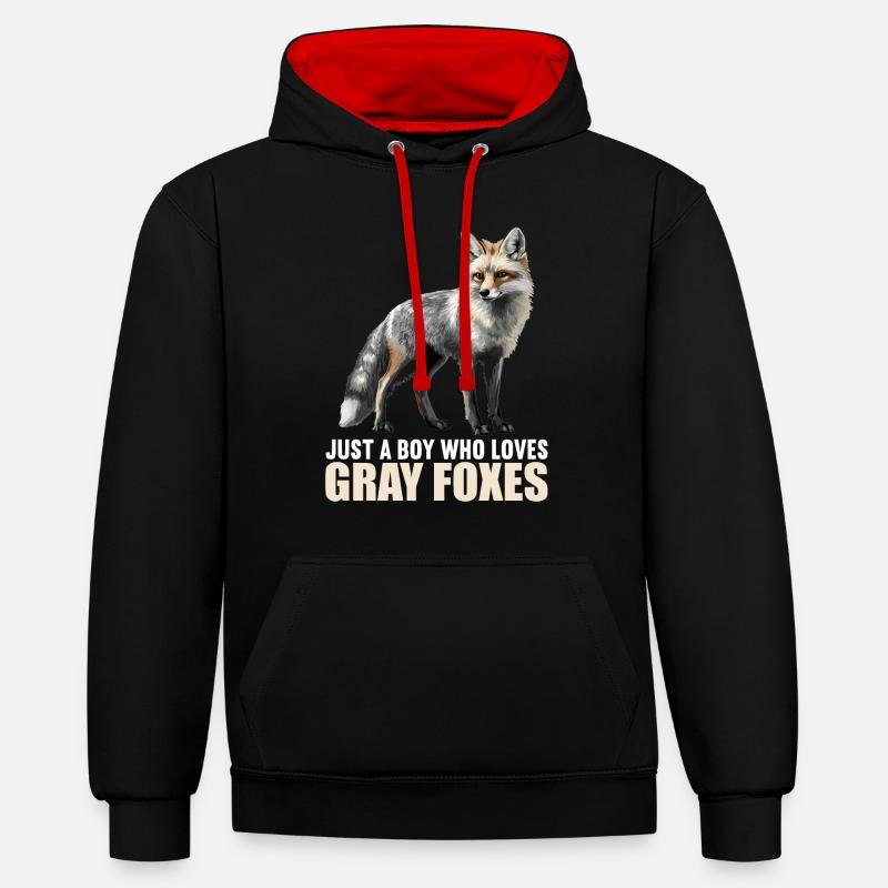 Renards gris Renard gris - Sweat à capuche contrasté - noir/rouge