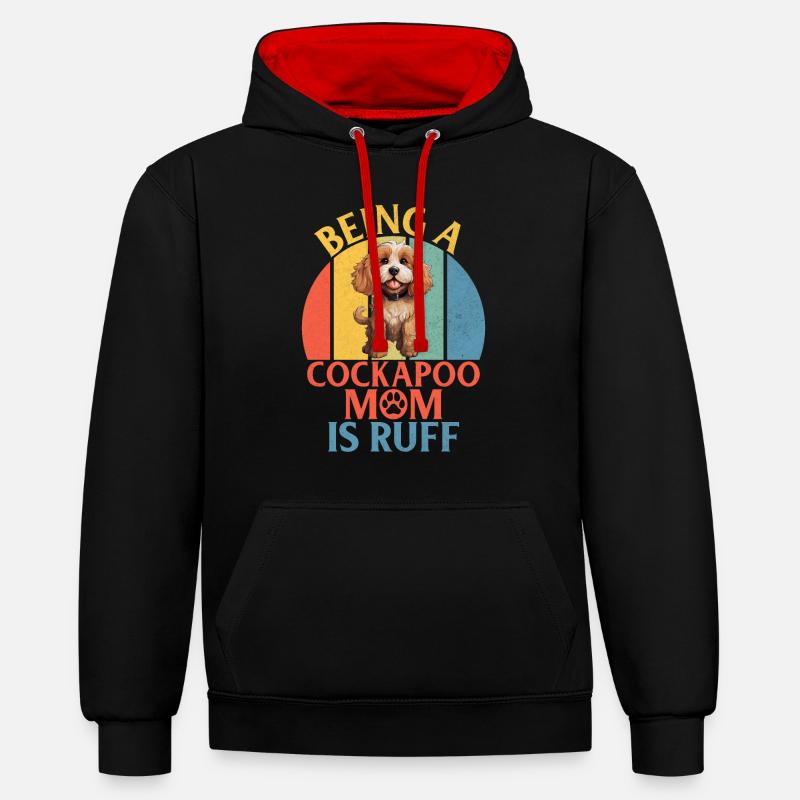 Cadeaux Cockapoo - Sweat à capuche contrasté - noir/rouge