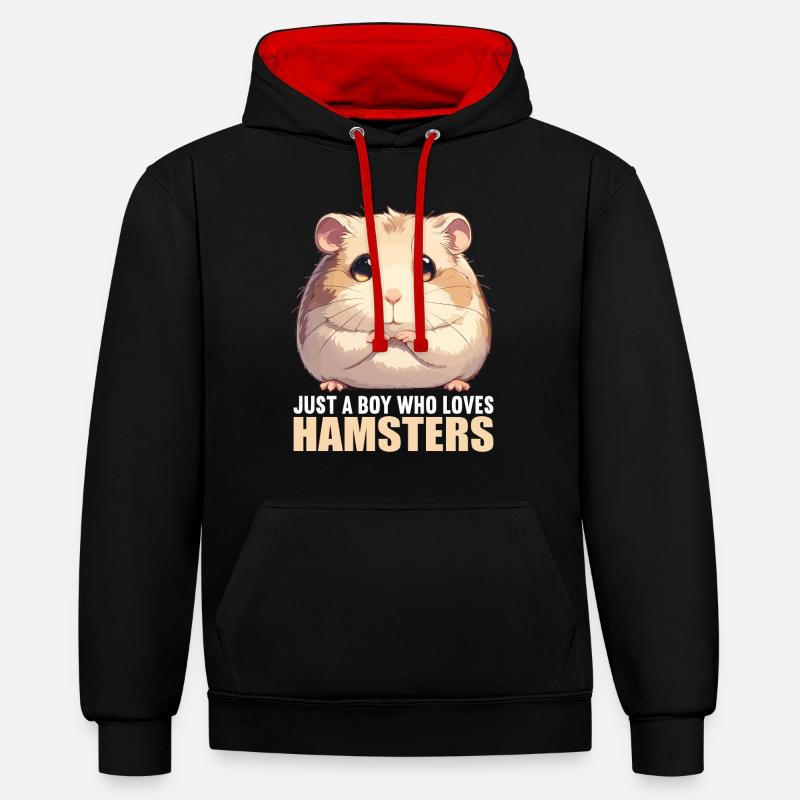 Hamster - Sweat à capuche contrasté - noir/rouge