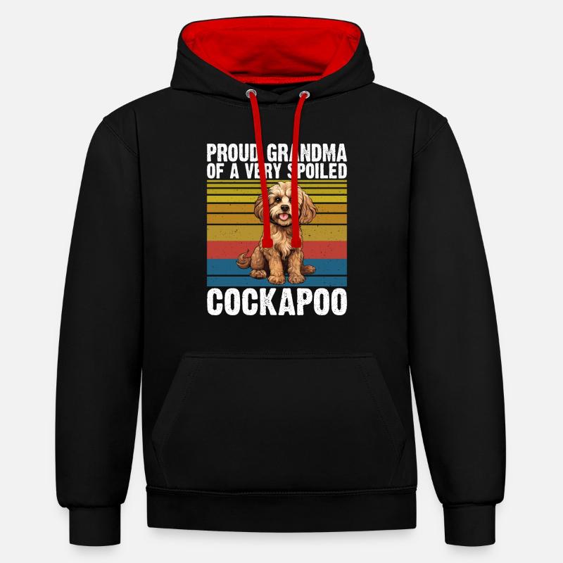Cadeaux Cockapoo - Sweat à capuche contrasté - noir/rouge