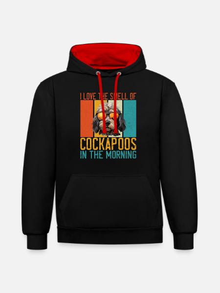 Cadeaux Cockapoo - Sweat à capuche contrasté - noir/rouge