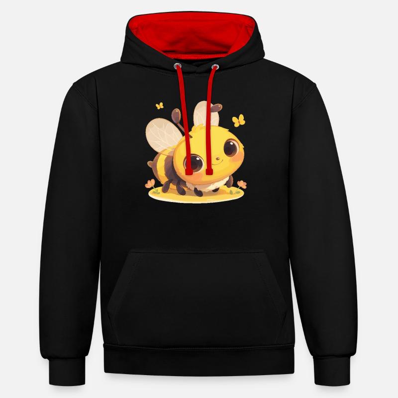 Abeilles Abeille - Sweat à capuche contrasté - noir/rouge