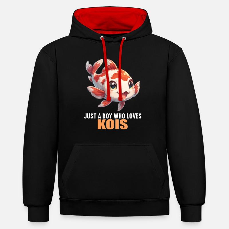 Koi Koi Carpe - Sweat à capuche contrasté - noir/rouge