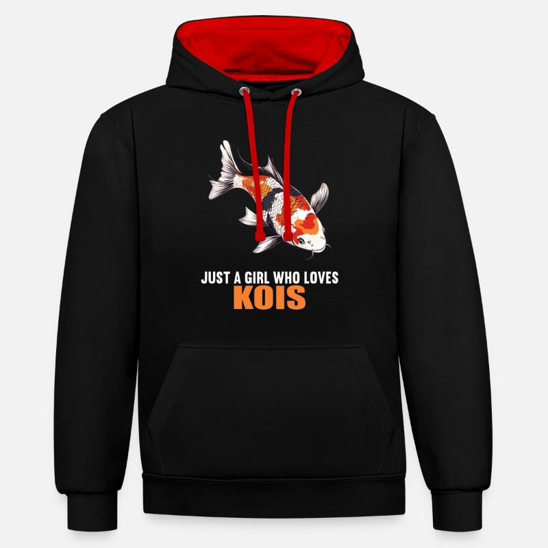 Koi Koi Carpe - Sweat à capuche contrasté - noir/rouge