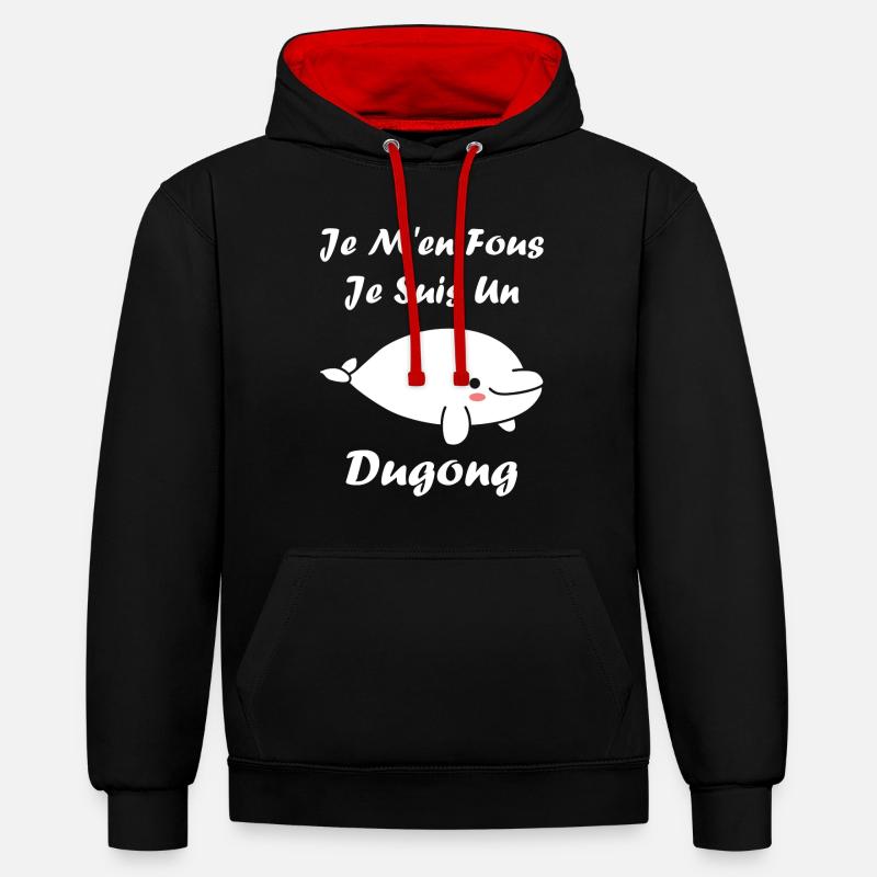 Dugong - Sweat à capuche contrasté - noir/rouge