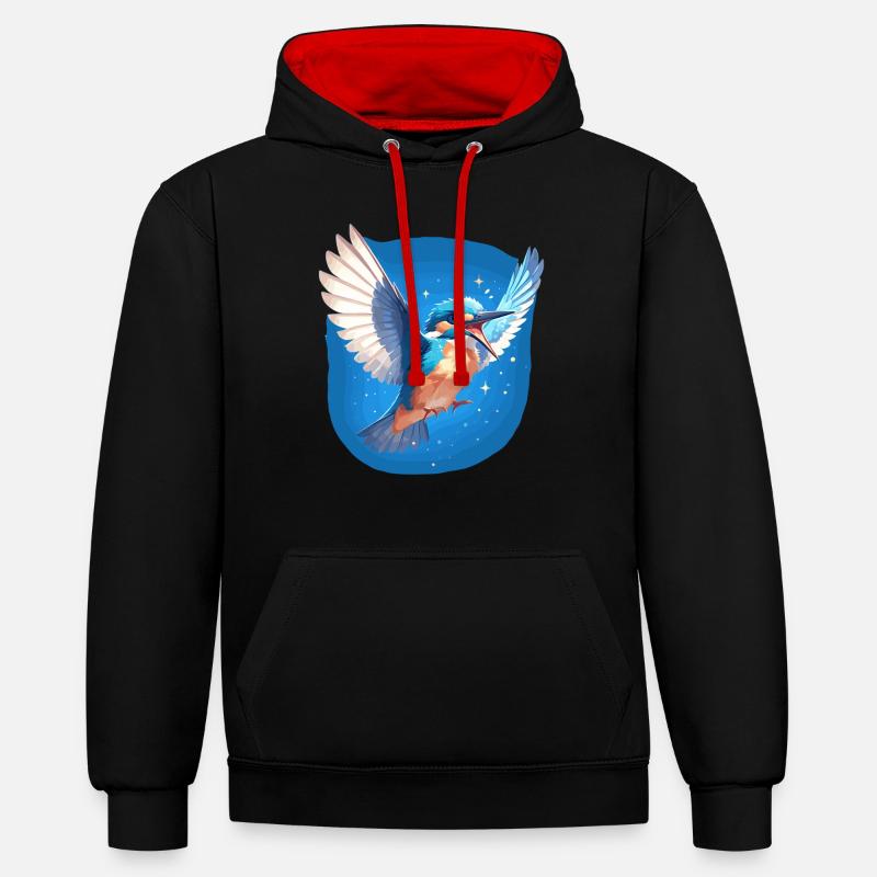 Martin-pêcheur Martin-pêcheur - Sweat à capuche contrasté - noir/rouge