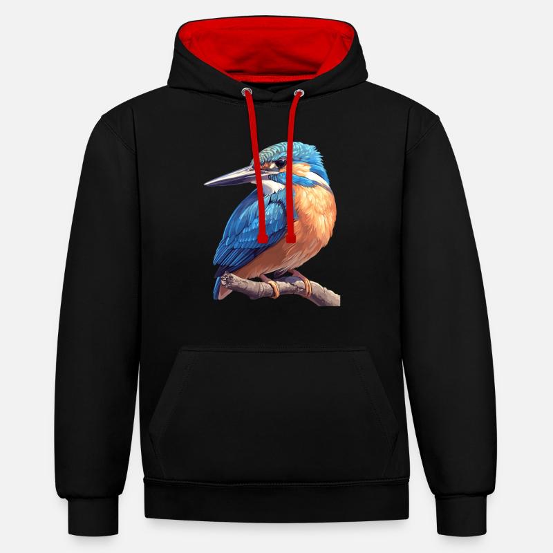 Eisvögel Eisvogel - Kontrast-Hoodie - Schwarz/Rot