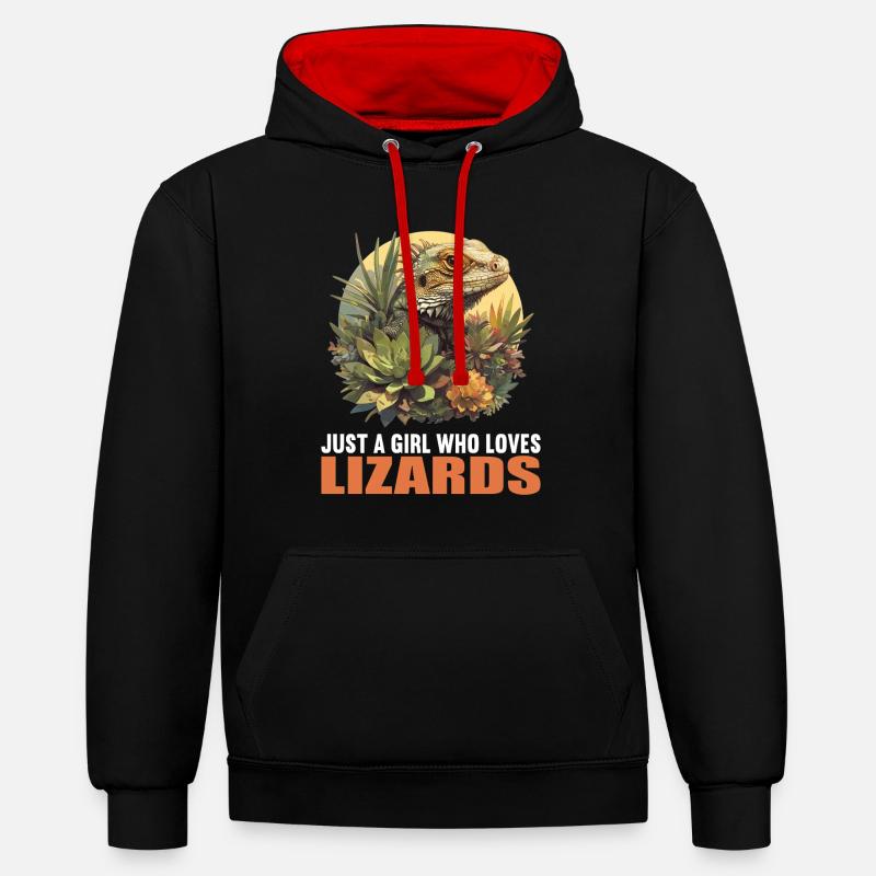 Lézards Lézard - Sweat à capuche contrasté - noir/rouge