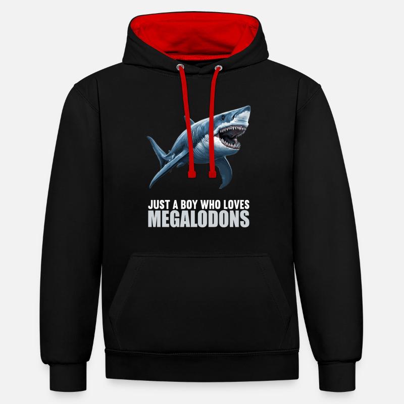 Mégalodons Megalodon - Sweat à capuche contrasté - noir/rouge