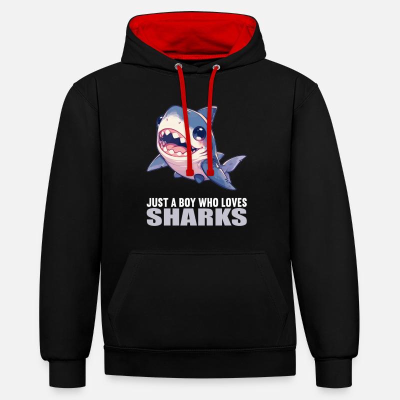 Requins Requin - Sweat à capuche contrasté - noir/rouge