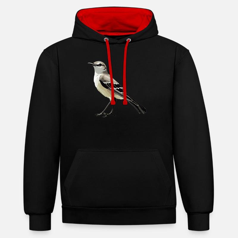 Oiseaux moqueurs Oiseaux moqueurs - Sweat à capuche contrasté - noir/rouge