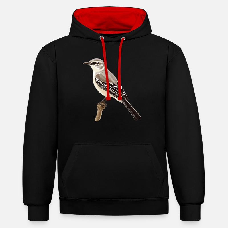 Oiseaux moqueurs Oiseaux moqueurs - Sweat à capuche contrasté - noir/rouge