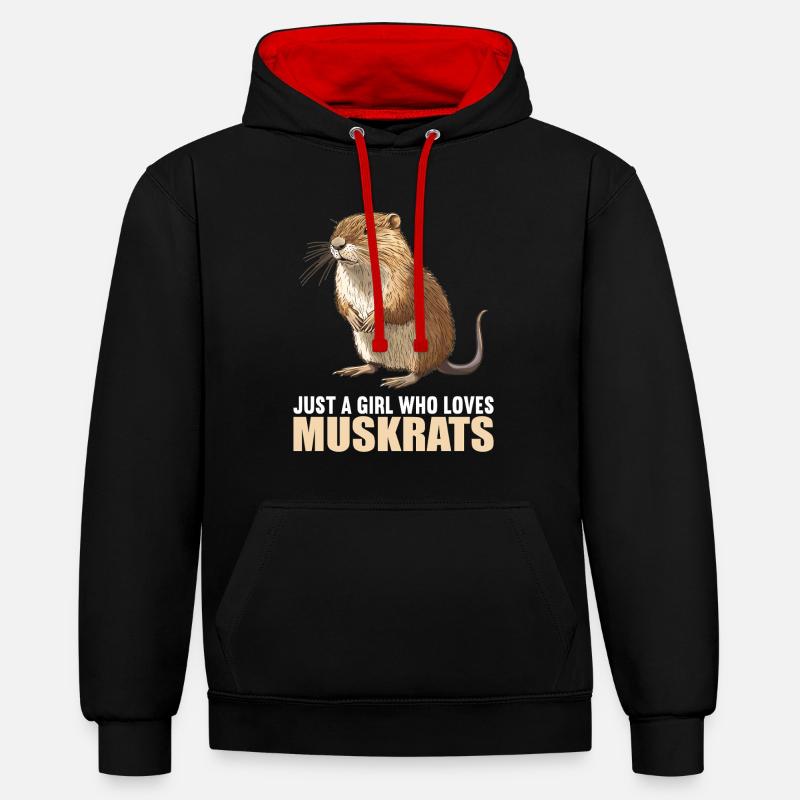 Rat musqué - Sweat à capuche contrasté - noir/rouge