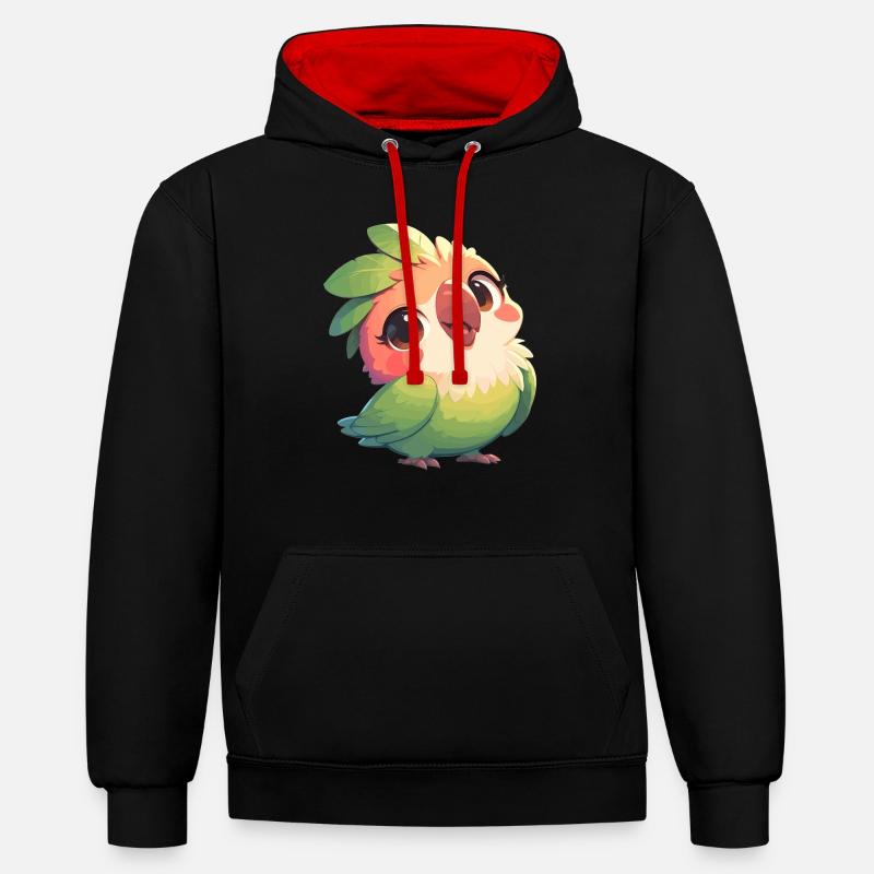 Perroquet Perroquet Perroquet - Sweat à capuche contrasté - noir/rouge