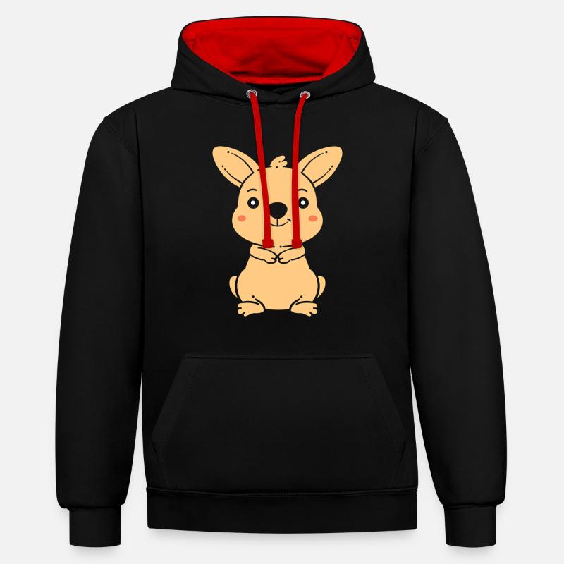 wallaby - Sweat à capuche contrasté - noir/rouge