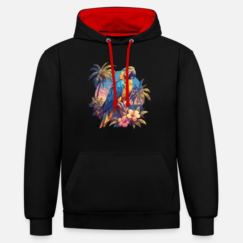 Perroquet Perroquet Perroquet - Sweat à capuche contrasté - noir/rouge