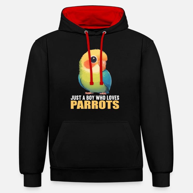 Perroquet Perroquet Perroquet - Sweat à capuche contrasté - noir/rouge