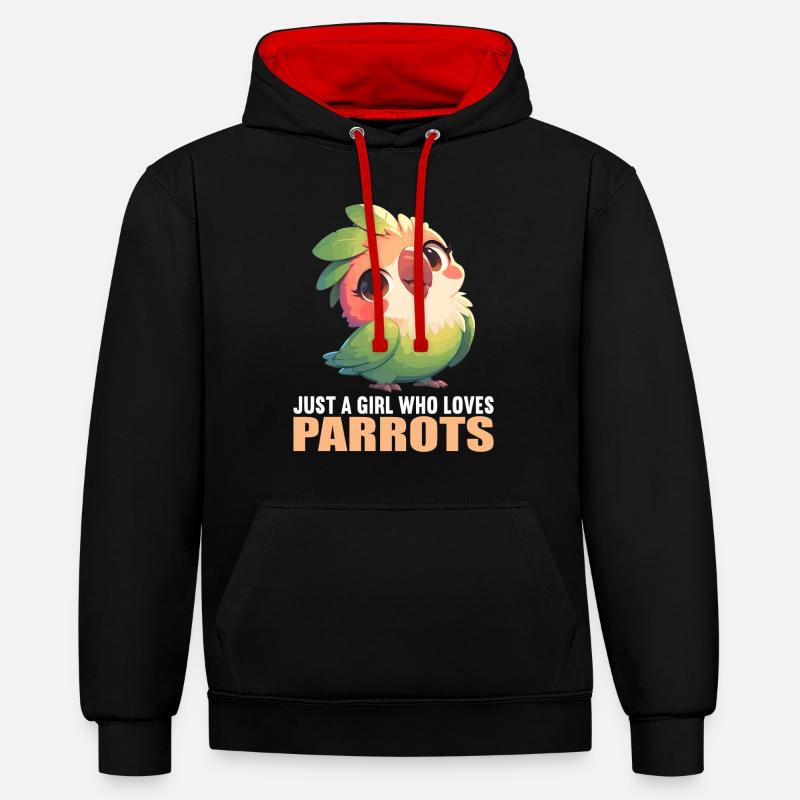Perroquet Perroquet Perroquet - Sweat à capuche contrasté - noir/rouge