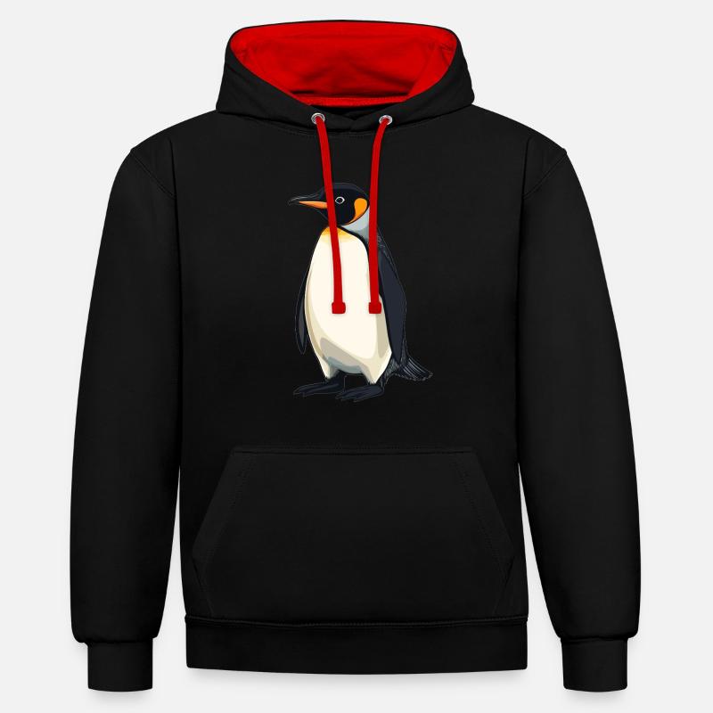 Pingouins Pingouin - Sweat à capuche contrasté - noir/rouge