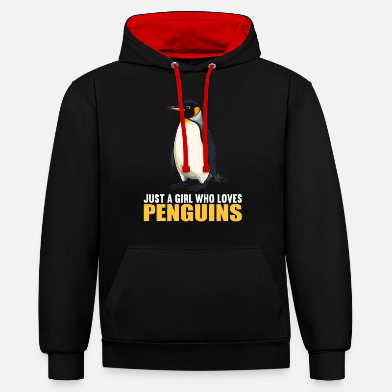 Pingouins Pingouin - Sweat à capuche contrasté - noir/rouge