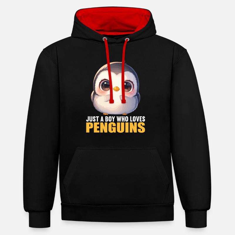 Pingouins Pingouin - Sweat à capuche contrasté - noir/rouge