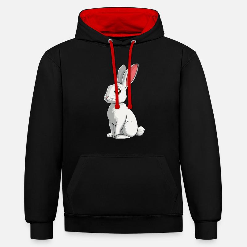 Lapin Lapin - Sweat à capuche contrasté - noir/rouge