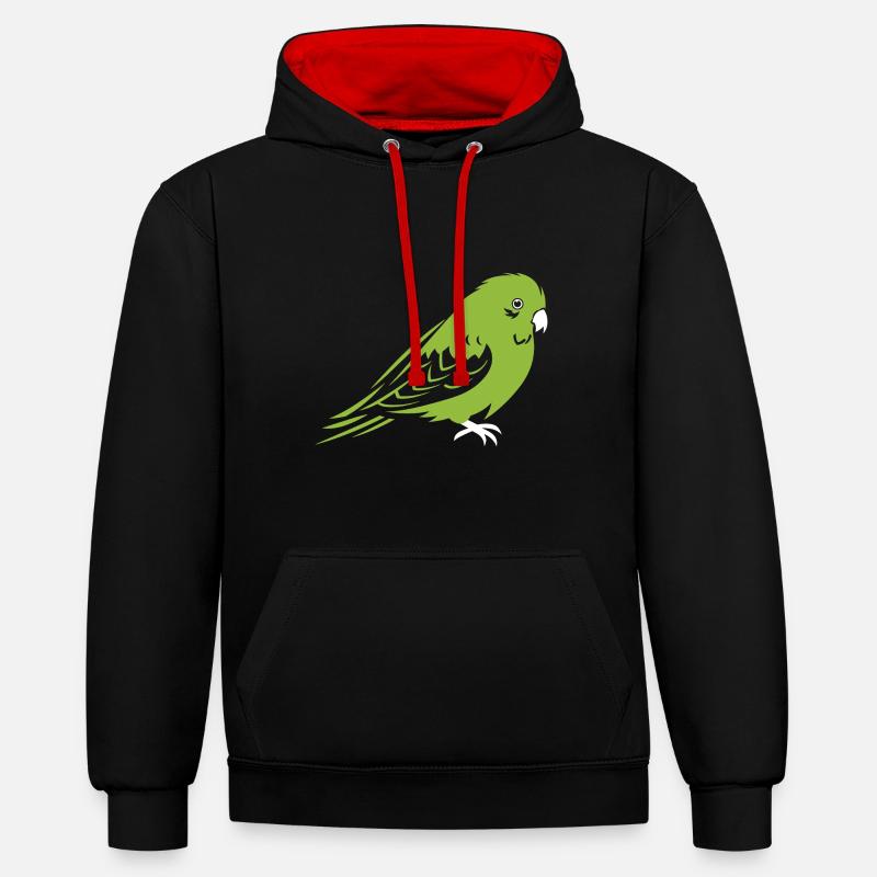 Mignonne petite perruche - Sweat à capuche contrasté - noir/rouge