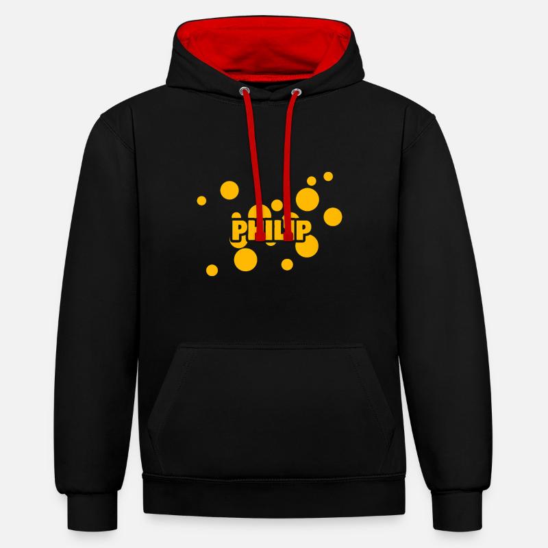 Philippe Philippe - Sweat à capuche contrasté - noir/rouge