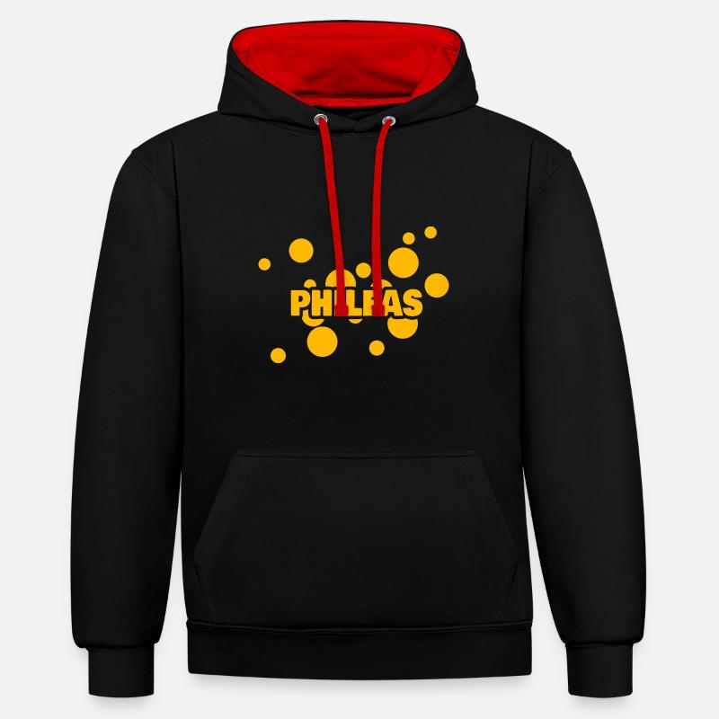 Philéas - Sweat à capuche contrasté - noir/rouge