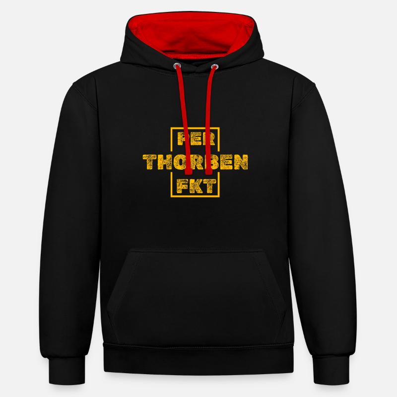 Thorben - Sweat à capuche contrasté - noir/rouge