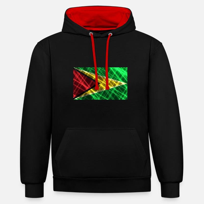 Cadeau pour la Guyane - Sweat à capuche contrasté - noir/rouge