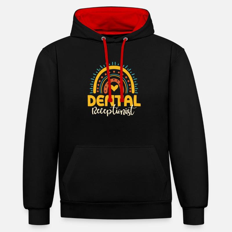 Cadeau d’assistante dentaire - Sweat à capuche contrasté - noir/rouge