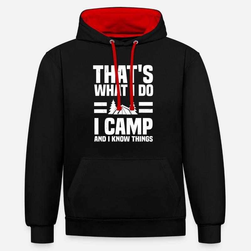 Camping - Sweat à capuche contrasté - noir/rouge