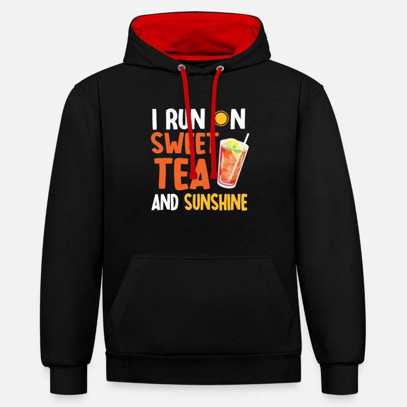 Thé sucré et soleil - Sweat à capuche contrasté - noir/rouge