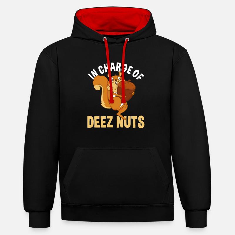 Lustige Eichhörnchen Geschenkidee - Kontrast-Hoodie - Schwarz/Rot
