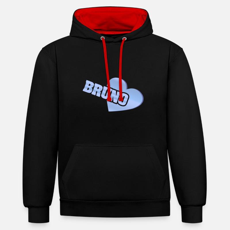 J’adore Bruno - Sweat à capuche contrasté - noir/rouge