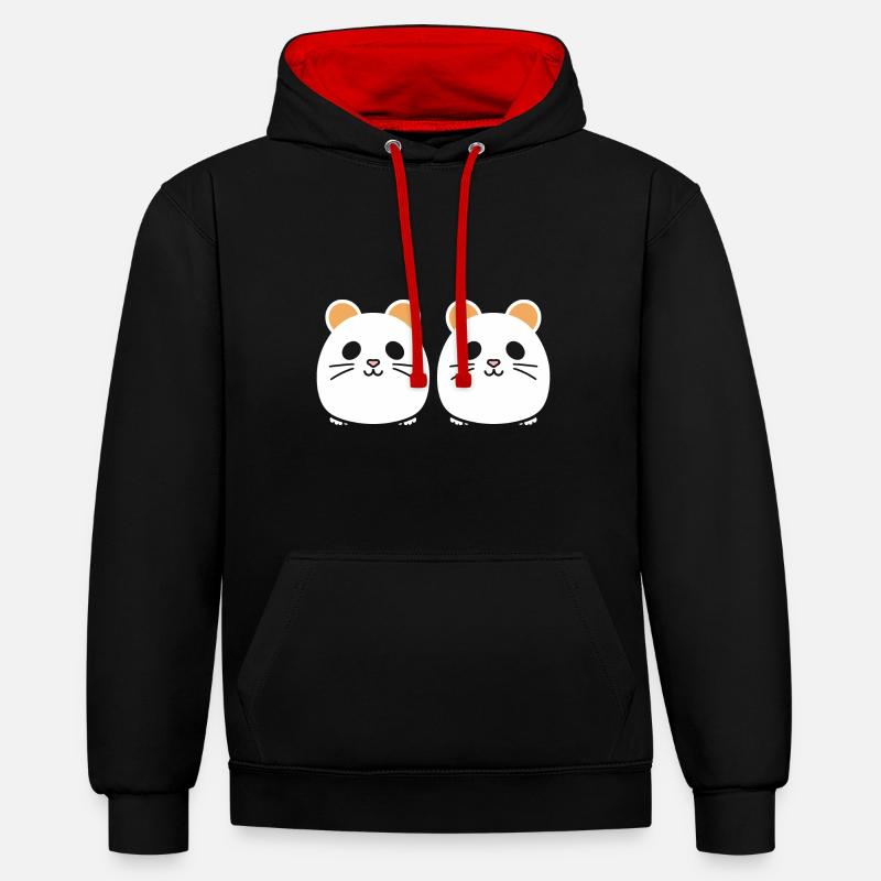Mignon Humour petit hamster - Sweat à capuche contrasté - noir/rouge