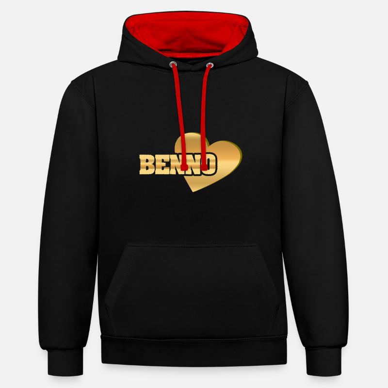Benno comme l’or - Sweat à capuche contrasté - noir/rouge