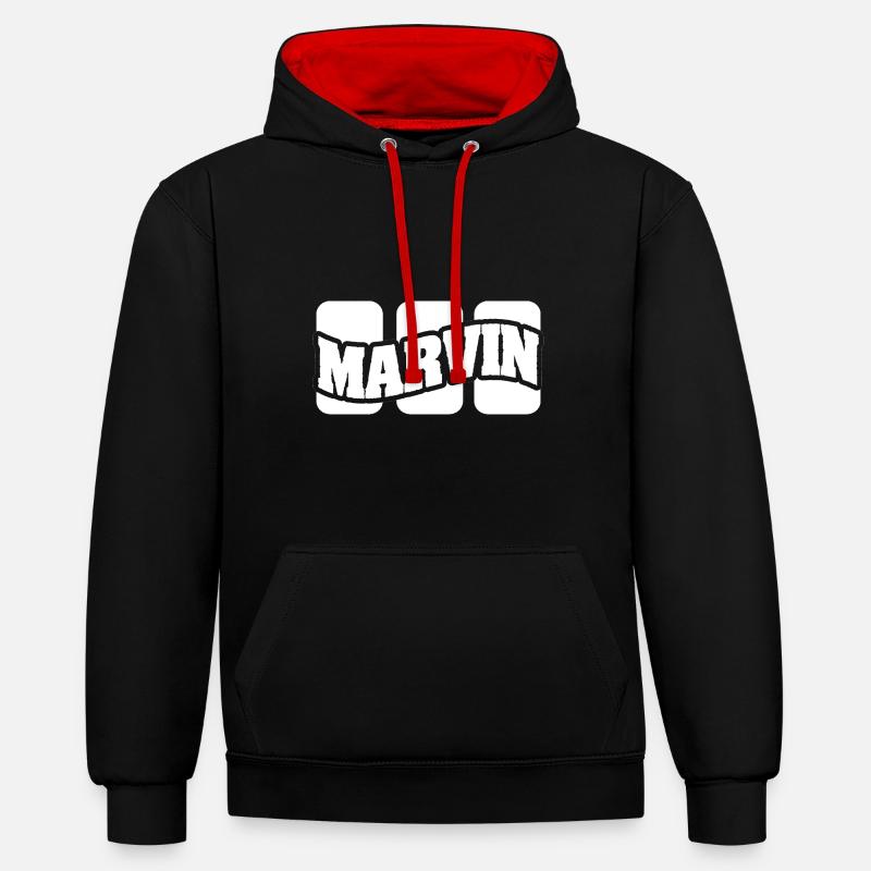 Marvin comme nom - Sweat à capuche contrasté - noir/rouge