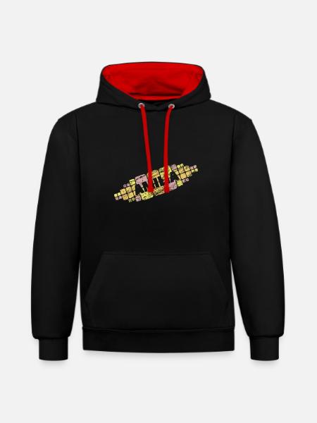 Amilia - Kontrast-Hoodie - Schwarz/Rot