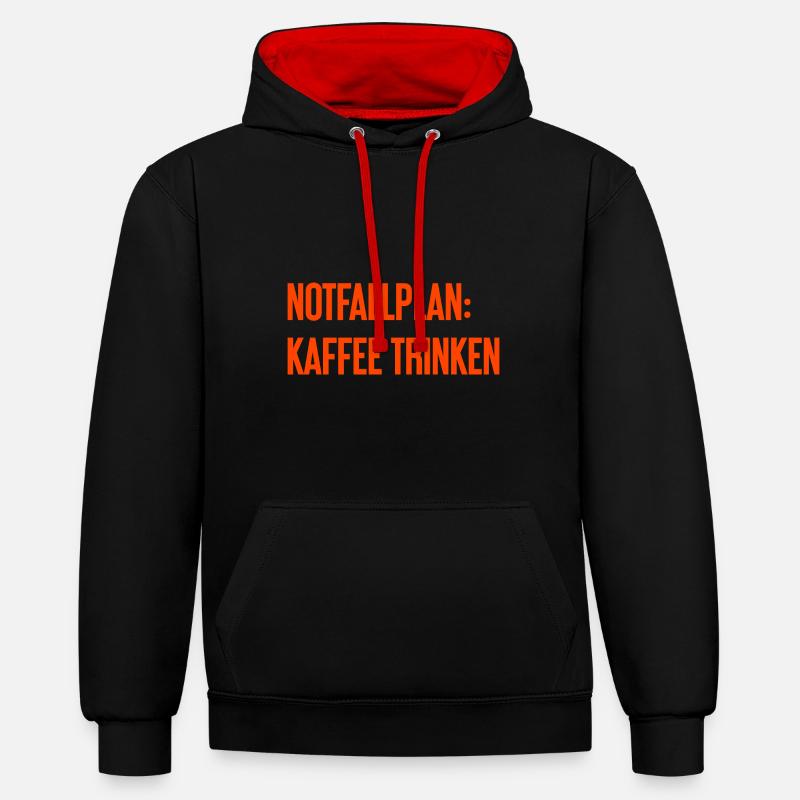 Kaffee-Notfallplan - Kontrast-Hoodie - Schwarz/Rot