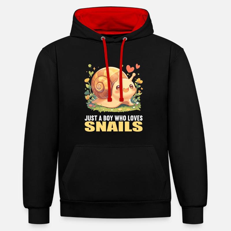 Escargots Escargot - Sweat à capuche contrasté - noir/rouge