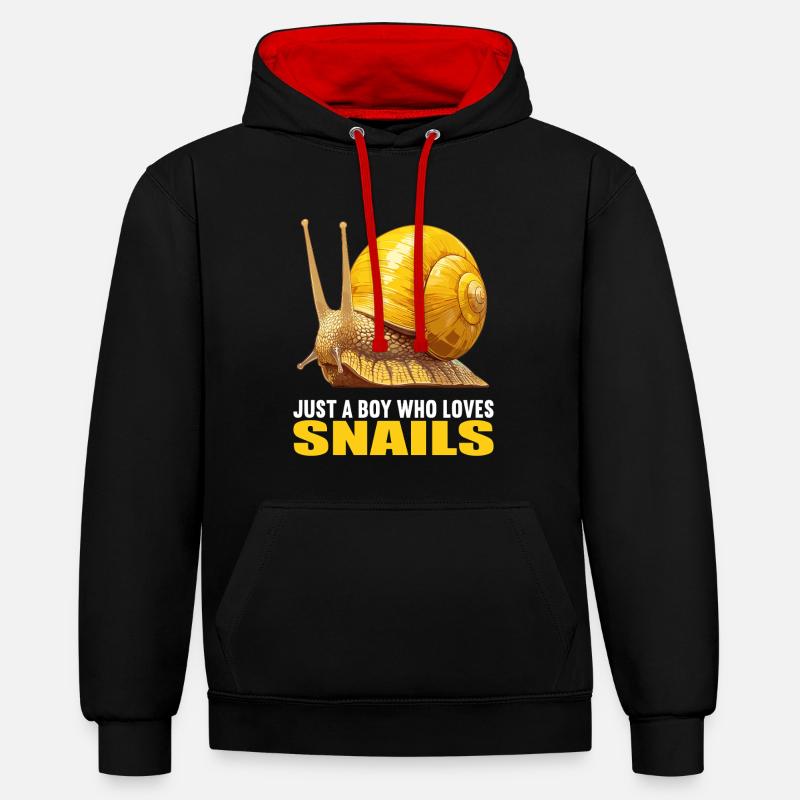 Escargots Escargot - Sweat à capuche contrasté - noir/rouge