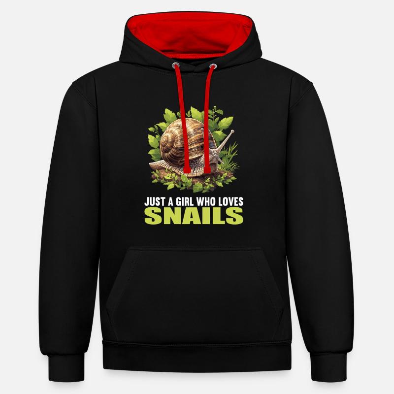 Escargots Escargot - Sweat à capuche contrasté - noir/rouge