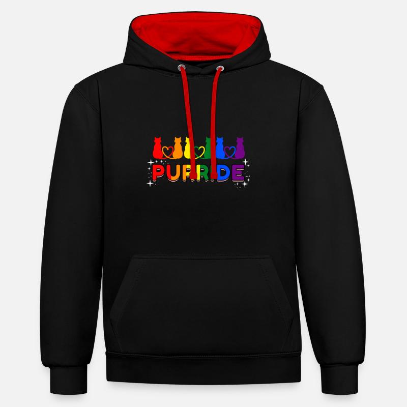 Chats LGBT Purride - Sweat à capuche contrasté - noir/rouge